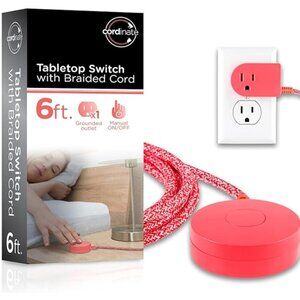 NIB Cordinate Extension Cord with Switch On/Off Plug, 6 Ft Braided Power Cord